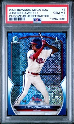 Justin Crawford PSA 10 2023 Topps Bowman Chrome Prospect Mega Box 