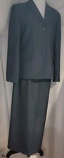 Talbots Womens Sz 8 Skirt Suit Gray 2 Pc Blazer Long Skirt Career Wear Classic