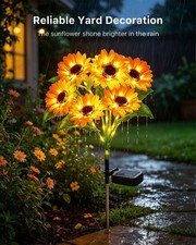 6 Head Sunflower Solar Garden Stake Lights Outdoor Waterproof Pathway Lawn Deco