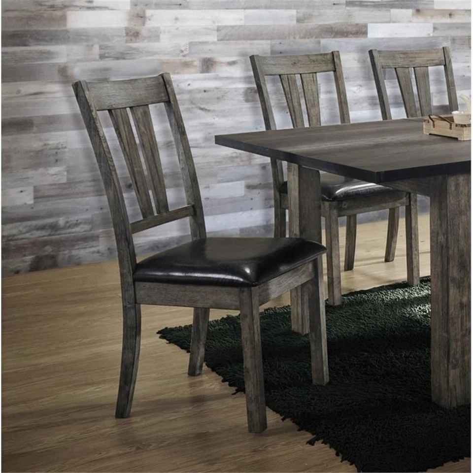 Silla de comedor de cuero sintético gris Picket House Furnishings (juego de 2) Foto 2 de 4