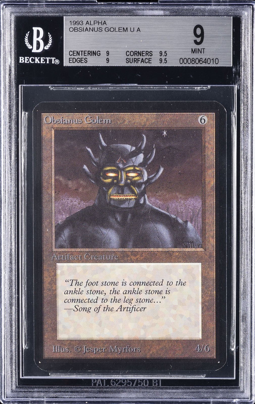 1993 MAGIC THE GATHERING ALPHA OBSIANUS GOLEM U A BGS 9