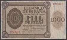 Spain 1000 Pesetas 21-11-1936  VF  P. 103b,    Banknote, Uncirculated