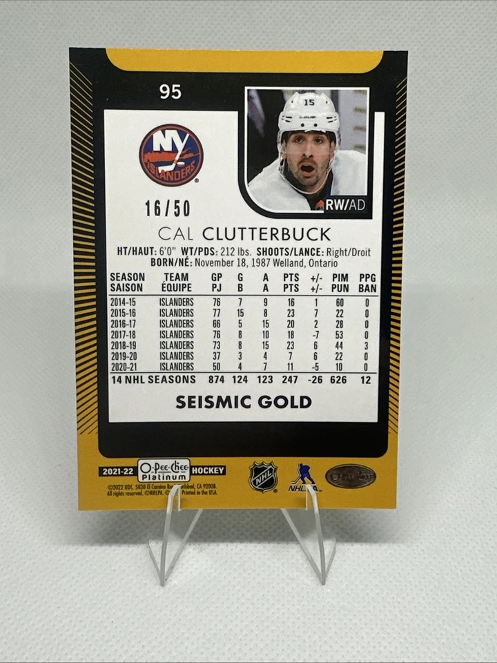 2021-22 O-Pee-Chee Platinum - Cal Clutterbuck #95 Seismic Gold /50 - Image 2 of 2