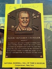 AB Happy Chandler Commish signed autographed baseball card HOF plaque postcard