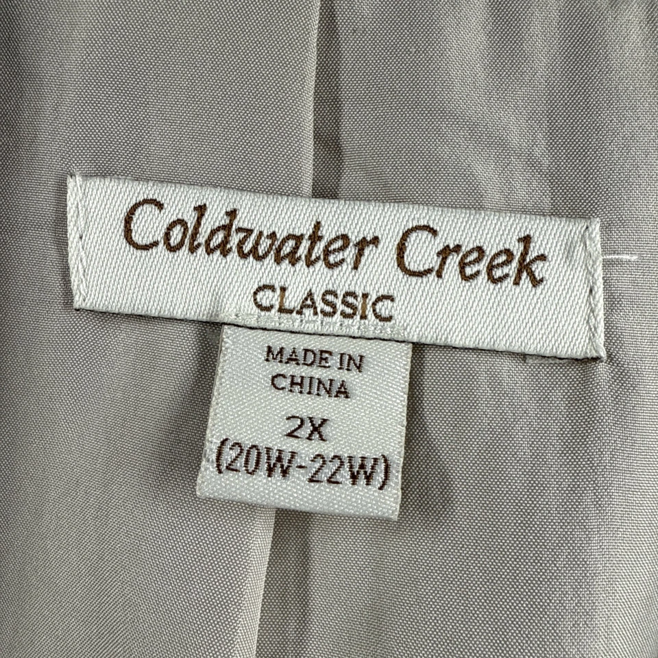 Chaqueta para mujer Coldwater Creek talla 2X 100 % lino artístico beige azul forrada abierta Foto 3 de 4