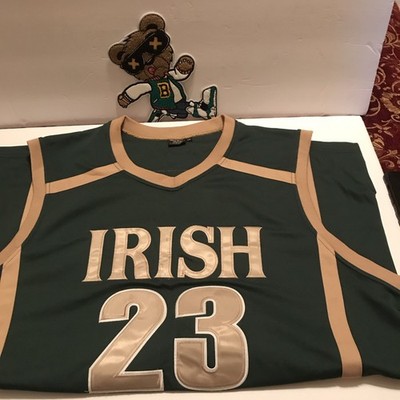 LEBRON JAMES FIGHTING IRISH HIGH SCHOOL JERSEY GREEN WITH GOLD HIGHLIGHTS 56/2XL