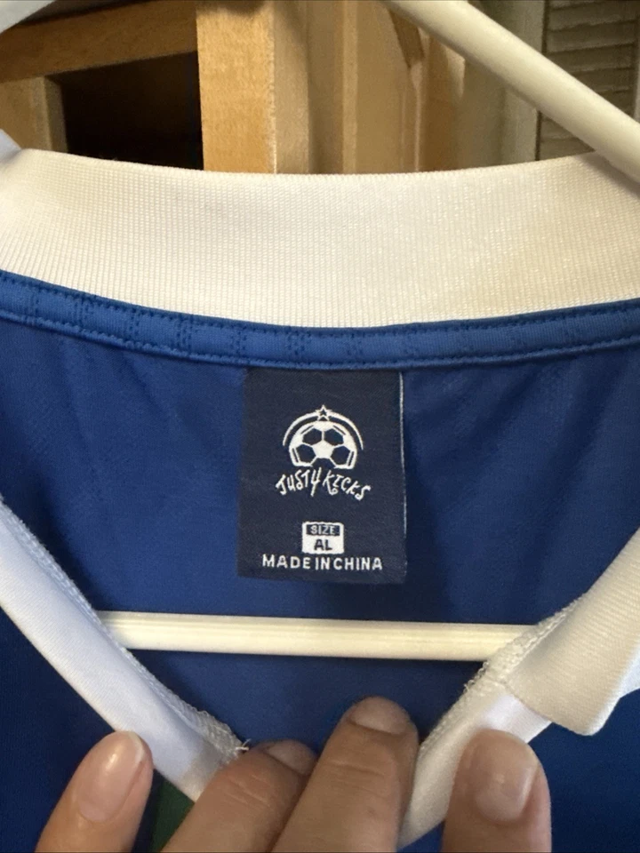 Italia FIGC soccer tee jersey men’s Large blue Made in Italy shirt performance - Image 2 of 3