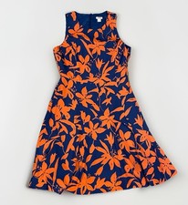 J. Crew Blue + Orange Fit And Flare Sleeveless Dress Lined 4
