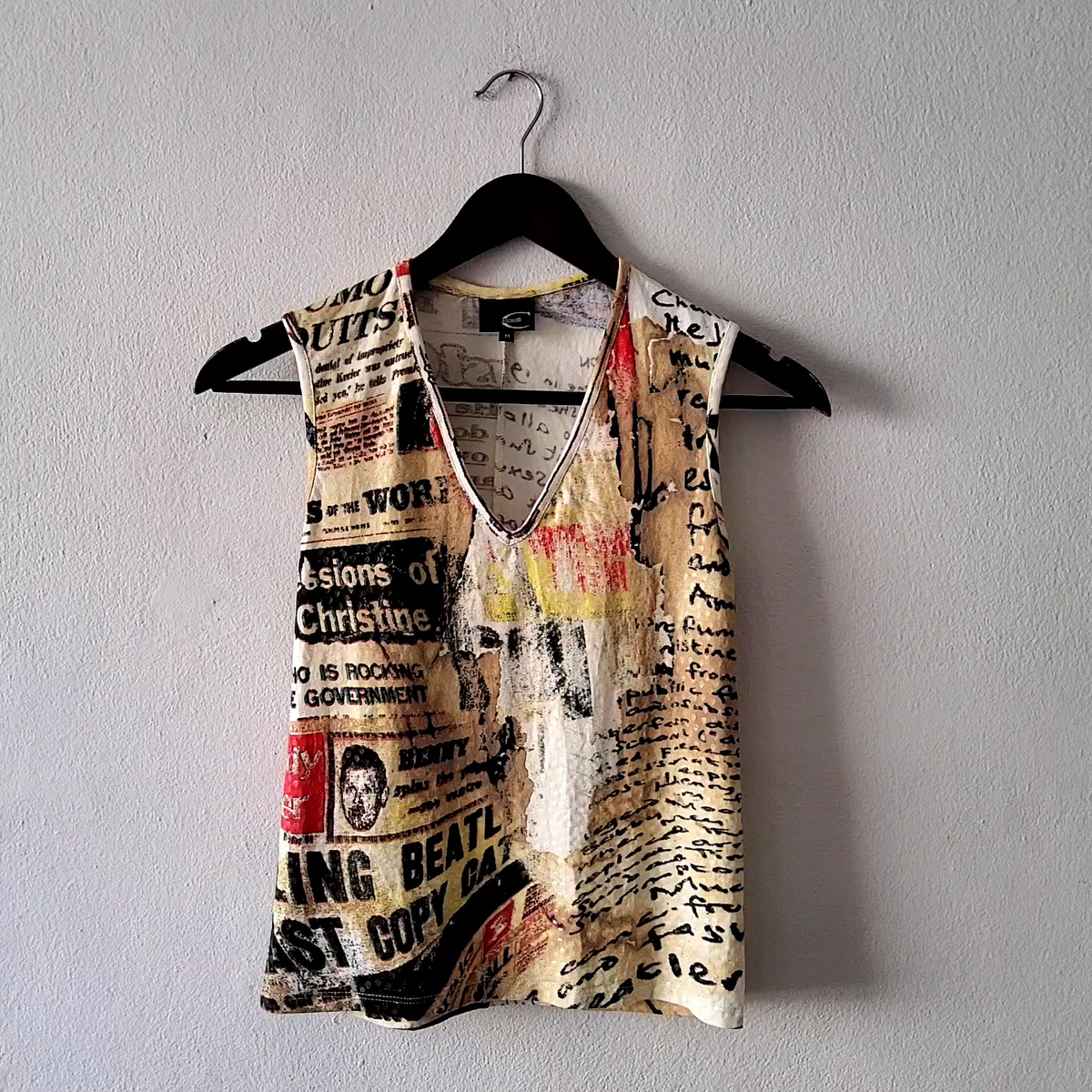 Roberto Cavalli vintage y2k shiny graphic newspaper gazette print 