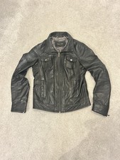 Women's Black Rivet Genuine Leather Classic Moto/Bomber Jacket Zip Size medium
