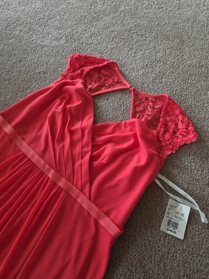 Davids Bridal Womens Size 16 Long Dress Sleeveless F19505 Guava / Off Pinkish - Image 4 of 4