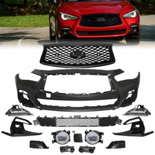 13pc Front Bumper Cover Upper Lower Grille Fog For Infiniti Q50 Sport 2018-2024