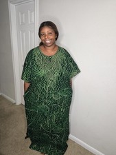 Long Green Patterned Ankara Style Dress 100 Cotton All Seasons Vibrant African