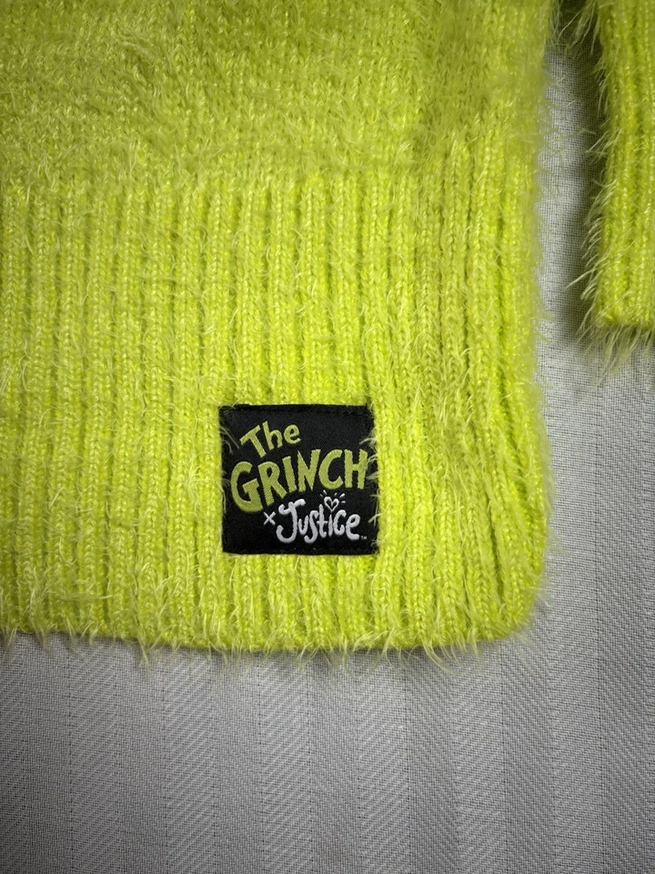 Suéter con Capucha The Grinch By Justice Girls S (7/8) Verde Lima 65% Nylon 35% Acr Foto 3 de 4