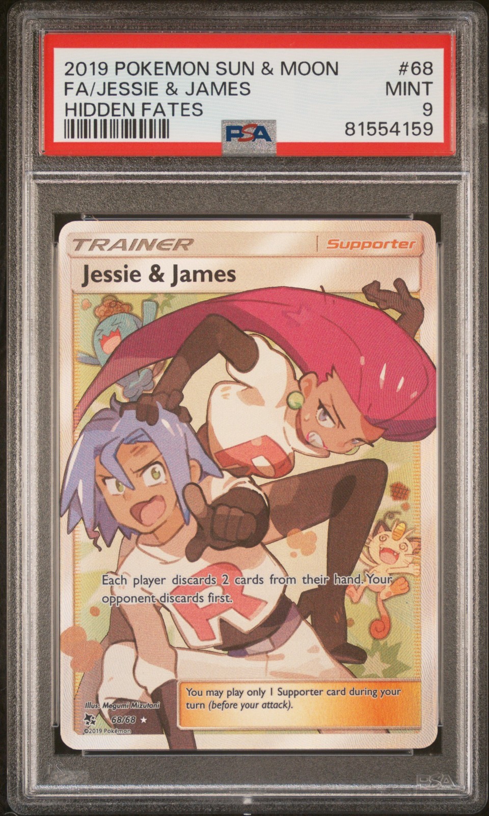 PSA 9 Jessie & James (Full Art) 68/68 Hidden Fates Holo