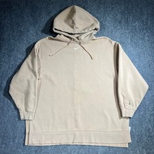 Nike Hoodie Women's Large Beige Tan Pullover Fleece Sweatshirt