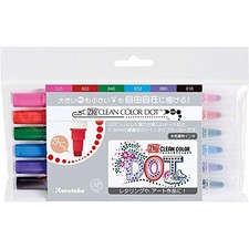 ZIG Clean Color Dot Water-Based Marker Pens Basic 6 Colors Set Japan