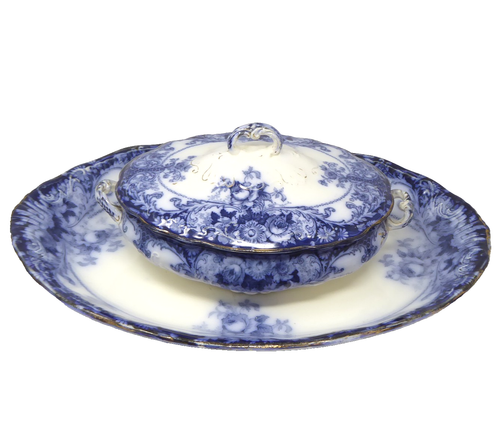 Kb2 J.H.W. & Sons Hanley England Belmont Tureen & Plate Semi Porcelain ...