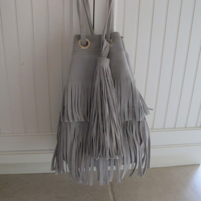 light grey suede bag