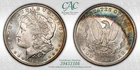1880-S $1 Morgan Silver Dollar CACG MS65, Crescent Rainbow Toning