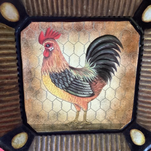 ROOSTER DISPLAY PLATE WITH STAND 10" FARMHOUSE DECOR METAL STAND - Picture 6 of 14