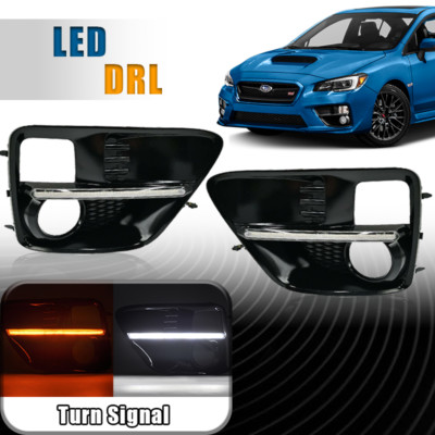 LED Turn Signal Front Driving Fog Light Bezel Cover Fit 2015-2017 Subaru WRX STI