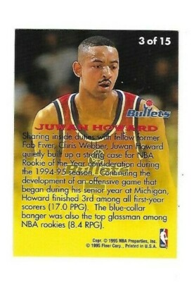 Fleer 95 96 Rookie Sensation Bullets JUWAN HOWARD 3 /15 Basketball