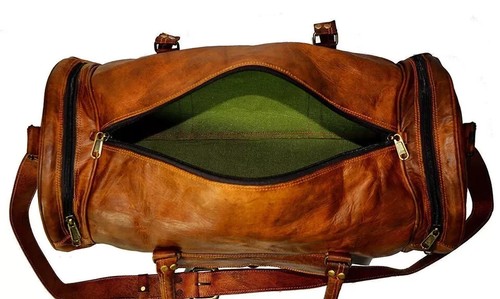 Bolso de Viaje para Hombre Real Vintage Cuero Lona Equipaje Gimnasio Deporte Bolso para Pasar la Noche - Imagen 7 de 13