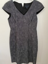 Banana Republic Italian Black Tweed Lined Dress Cap Sleeves Love Story CBK Sz 4
