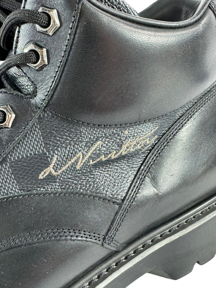 LOUIS VUITTON Black Leather Oberkampf Damier Ebene Men\'s Ankle Boots 10UK - 11US LOUIS VUITTON Black Leather Oberkampf Damier Ebene Men main image 4