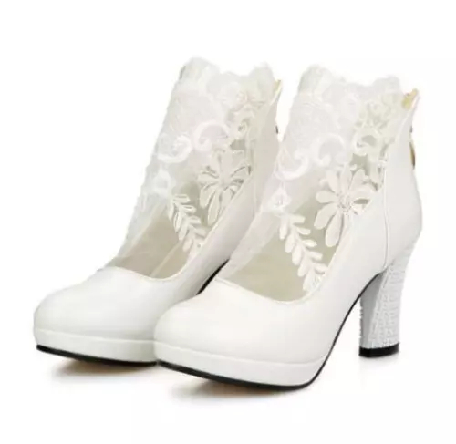 Women's High Heels Mesh Lace Ankle Boots Wedding Shoes - Bild 14 von 19