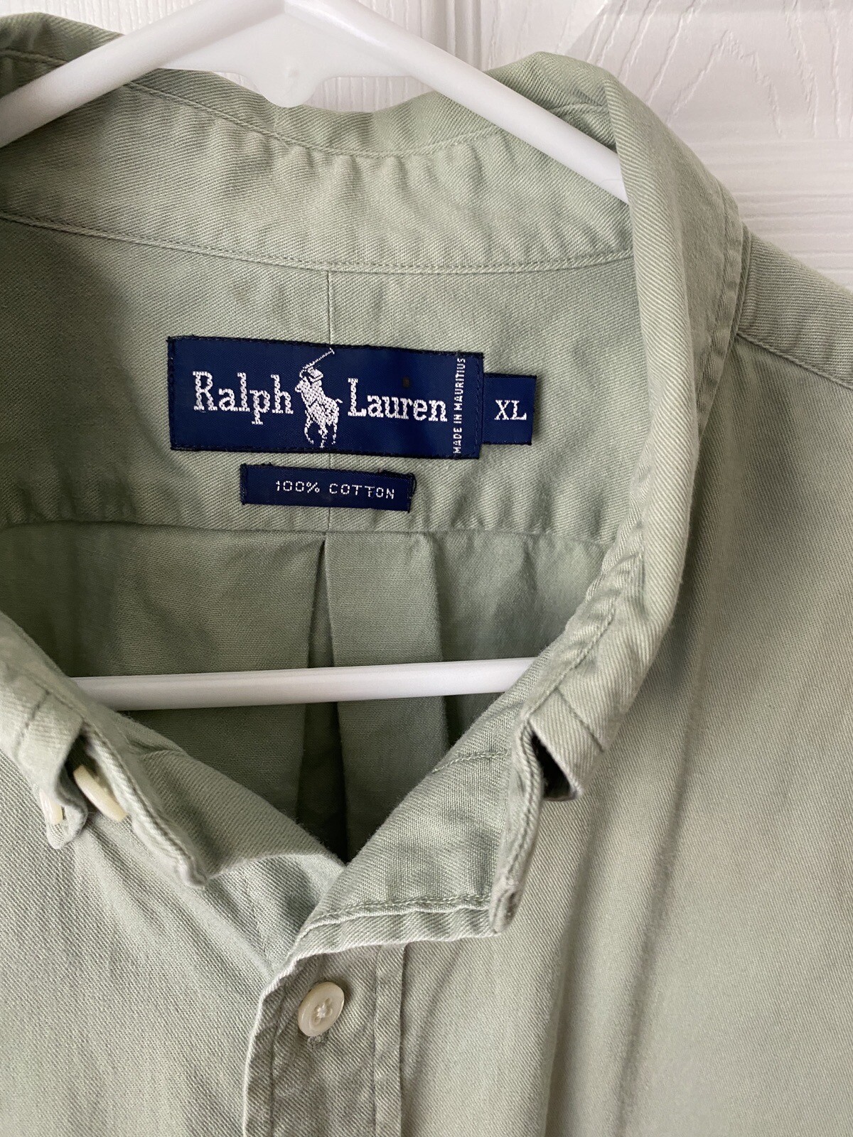 PONY Camicia uomo Ralph Lauren XL abbottonata manica lunga viola polo verde salvia