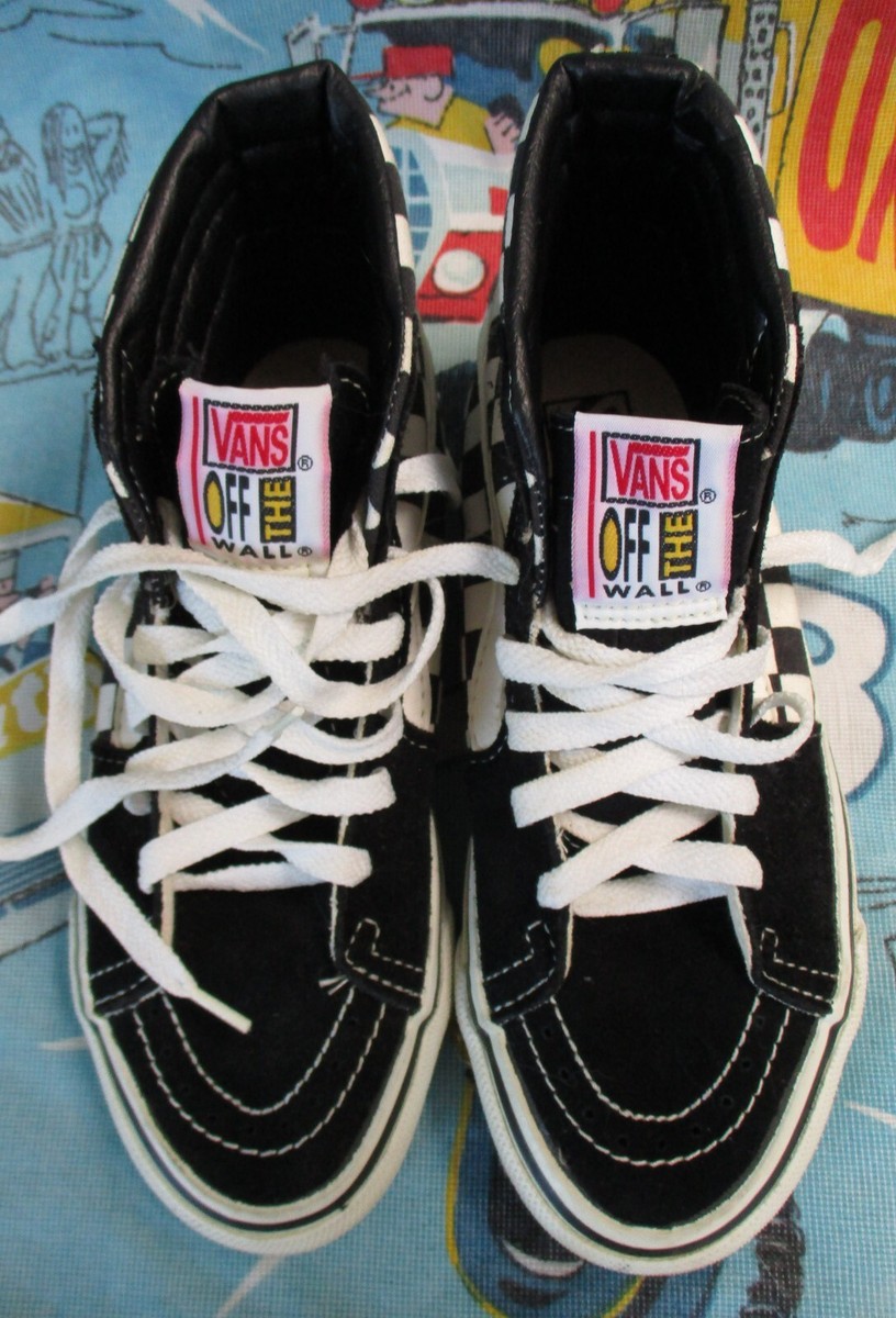 VTG 90s Dead Stock VANS Black Checker SK8 Hi Shoes Men 5.5 Women 7 