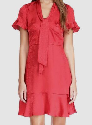 $165 Michael BY Michael Kors Women's Red Jacquard Ruffle Midi Wrap Dress  Size XL | eBay