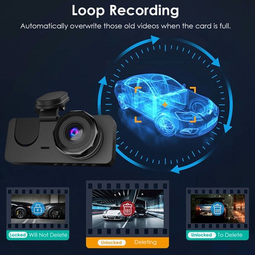 3 Channel Dash Cam Front Inside Rear Vehicle Driving Recorder Car DVR 32G MMC Ca - Picture 2 of 19