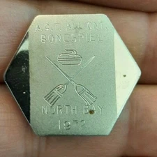 Vintage Act All Ont. Bonespiel North Bay 1972 Metal Pinback