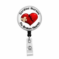 Cardiac Nurses Fix Broken Hearts - Retractable Badge Holder - Badge Reel - Lanya