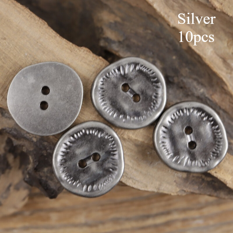 10X Two Hole Classic Simple Metal Button Decor for Jeans Jacket Knitwear Sweater