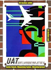 Metal Sign - 1964 UAT serves Africa by DC8 jet - 10x14 Inches
