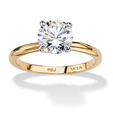 2.00 Carat Round Cubic Zirconia Solitaire Ring 18k Gold-Plated