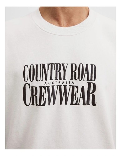 New COUNTRY ROAD Australian Made 90s Reissue Crewwear Sweater Large WHITE RR$199 - Picture 2 of 13