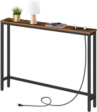 HOOBRO 39.4" Console Table Behind Couch Table with Charging Station Sofa Table