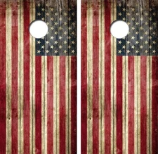 Distressed  American Flag Cornhole Board Wrap LAMINATED Decal Vinyl Sticker 2178