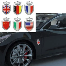 Metal Sliver National Flag Crown Shield Car Trunk Emblem Badge Decals Sticker