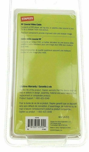 STAPLES RF Coaxial Video Cable 6 ft. (SEALED) - Picture 3 of 4