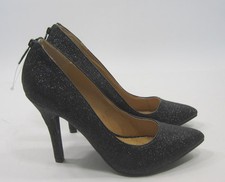 new ladies Black Glitter 4"High Stiletto Heel Pointy Toe Shoes WOMEN Size 8