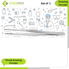 Cynamed Stainless Steel Thumb Dressing Forceps Serrated Jaws for Multipurpose