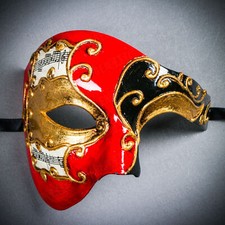 Men's Masquerade Ball Party Mask Venetian Greek Emperor Mask Costume Red Black