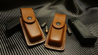 2X DOUBLE STACK LEATHER MAG POUCHES