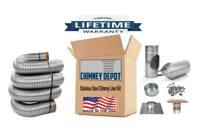 6 INCH DIAMETER SMOOTHWALL STAINLESS STEEL CHIMNEY LINER KITS
